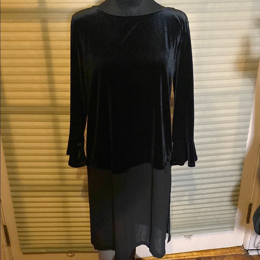 Tommy Hilfiger Black Sheath Dress with Bell Sleeves